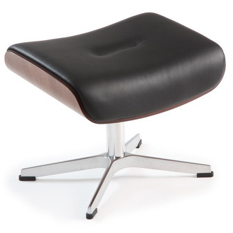 Timeout Ottoman in Leather Black / Walnut