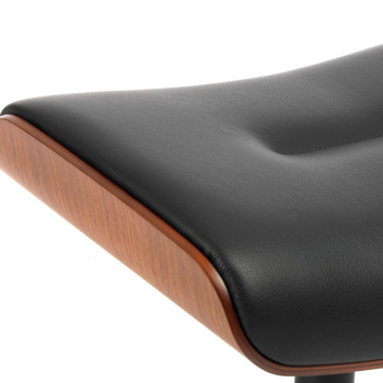 Timeout Ottoman  Fantasy Leather Black / Walnut / Black legs