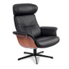 Timeout Armchair Leather Black / Walnut/ Black legs
