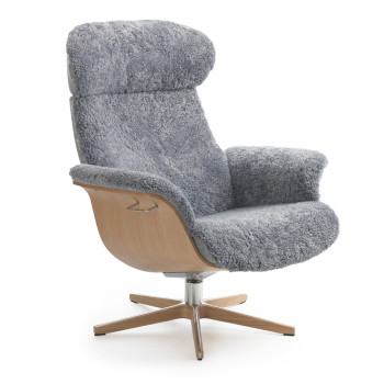 Timeout Armchair Graphite Sheepskin Oak Base